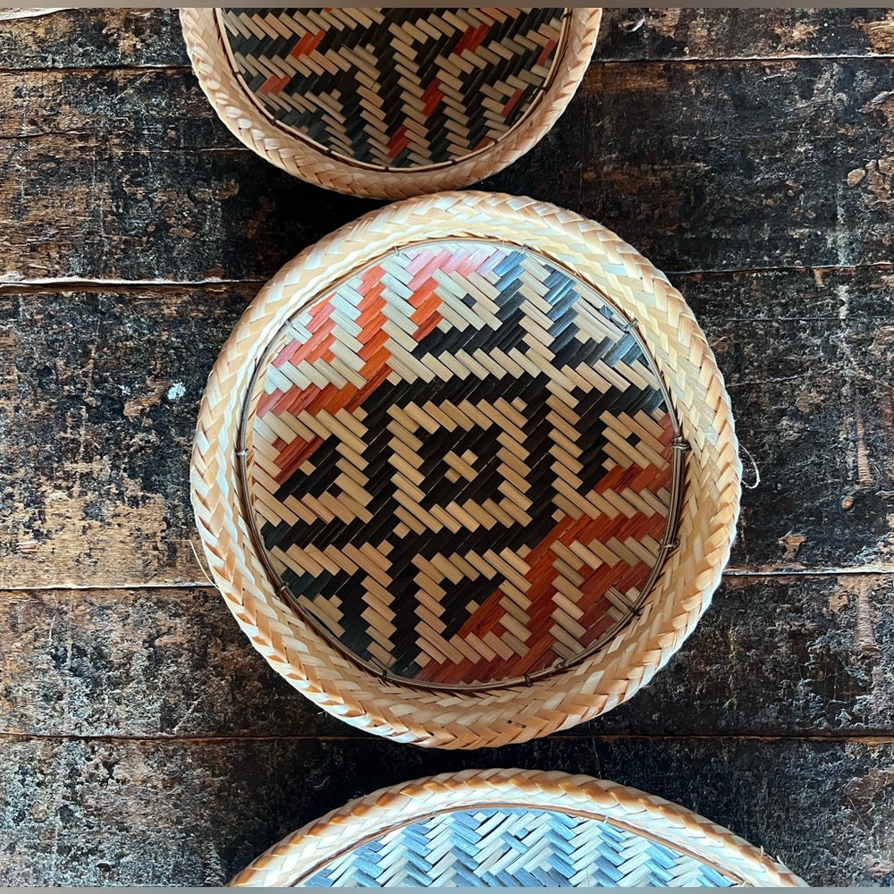Set of 3 African woven trays / wall hanging